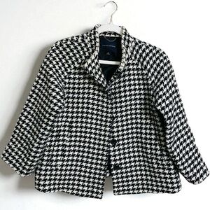 Banana Republic Black‎ & White Houndstooth Wool & Cotton Blend Crop Jacket Small